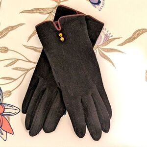 3/$30 Vintage Angora Wool OS Women's Winter Gloves with Gold Beaded Detail